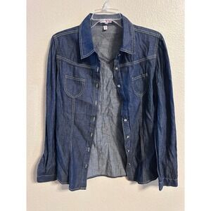 VINTAGE Bongo Denim Shirt Jacket Western‎ Style Long Sleeve Cotton Blend L/G